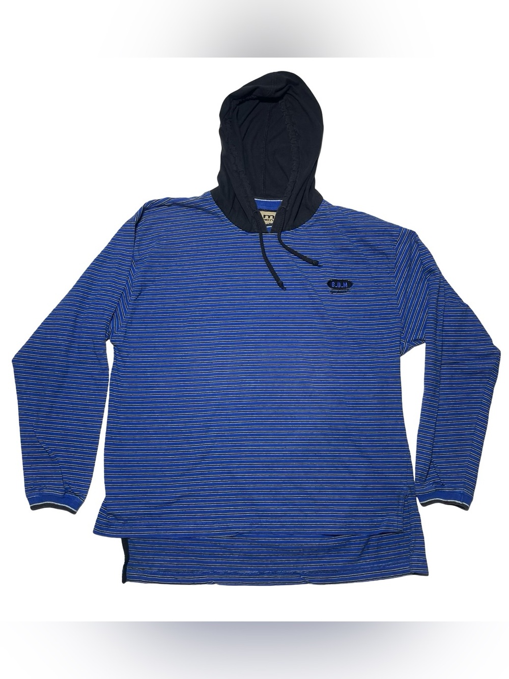 90’s Vintage Bum Equipment Hooded Pullover Striped Long Sleeve Tee Skate Men’s L
